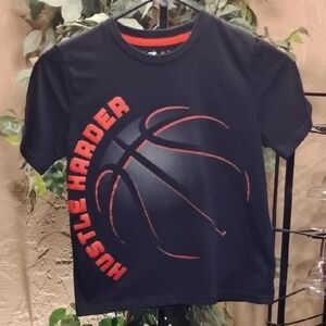 Boys Pro Athlete Black/Red "Hustle Harder" Basketball T-Shirt